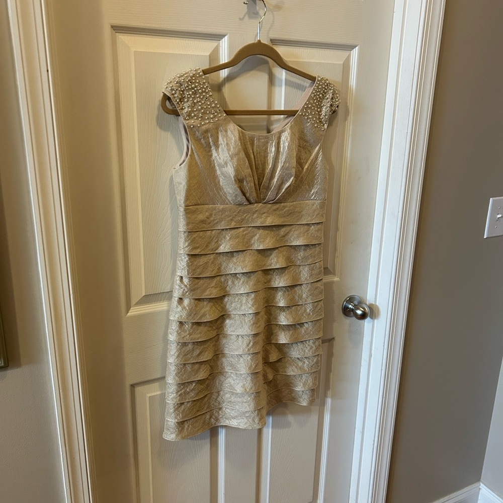 Jessica Howard Champagne Beaded Dress